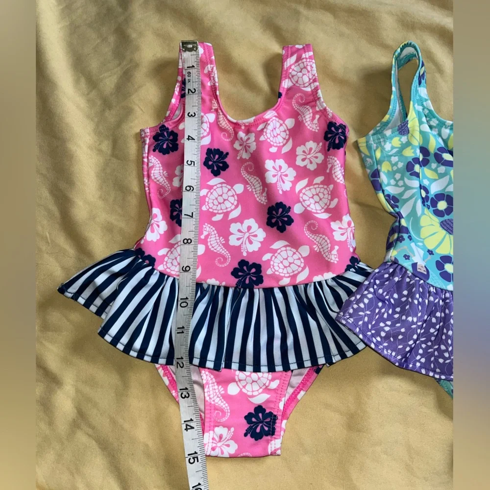 Lot of 3 Flap Happy Kids UV 50 NWT Ruffle One Piece Swimsuits Size 2